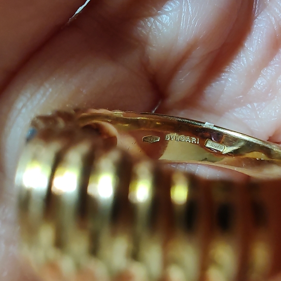 Vintage Bvlgari 18K Yellow Gold Aquamarine Amethyst Heart Ring - Picture 6 of 13